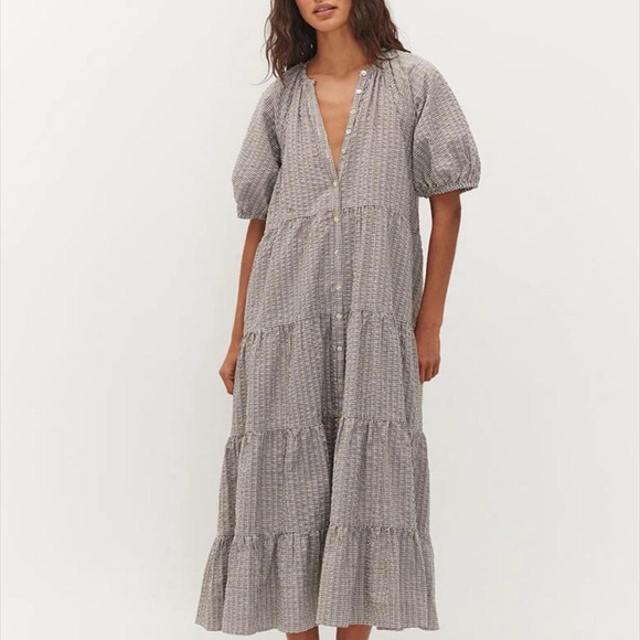 Ghanda Gray Textured Midi Dress - Picture 1 of 3